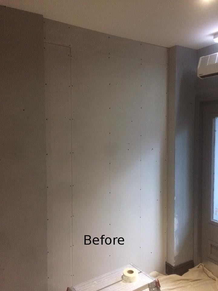Plasterboard wall in commercial premises before skimming by our Maidstone plasterers