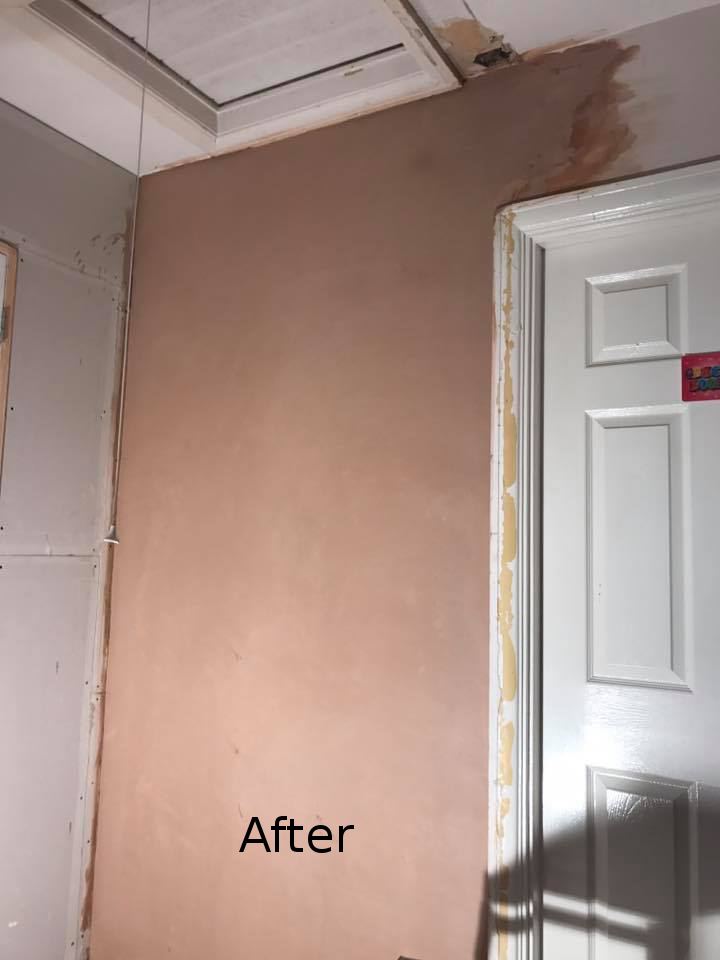 The same wall after skimming by our Maidstone plasterers, finished smooth and ready to decorate